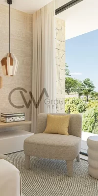 Urbanización moderna con villas de lujo.